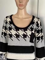 i86 Dept mt. 40=M fijn-gebreid jurkje jurk zwart/grijs/beige, Maat 38/40 (M), Zwart, Ophalen of Verzenden, Zo goed als nieuw