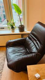 Vintage leren draai Fauteuil stoel, Huis en Inrichting, Fauteuils, Ophalen, Vintage, Zo goed als nieuw, 75 tot 100 cm
