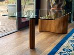 70’s vintage salontafel bamboo/glas, Ophalen, 100 tot 150 cm, 50 tot 100 cm, Minder dan 50 cm