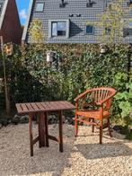 Teak Tuinset met Ronde Stoel en Inklapbare Tafel, Tuin en Terras, Ophalen, Gebruikt, Teakhout, Inklapbaar