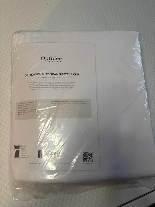 Optidee kasjmier Hoeslaken Wit 180x200cm, Huis en Inrichting, Slaapkamer | Beddengoed, Nieuw, Hoeslaken of Sloop, Tweepersoons