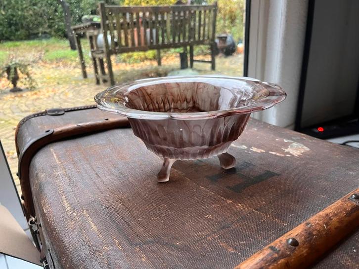 Art Deco Walther Schaal - Cloud Glas - Sepia Bruin, Antiek en Kunst, Antiek | Glas en Kristal, Ophalen