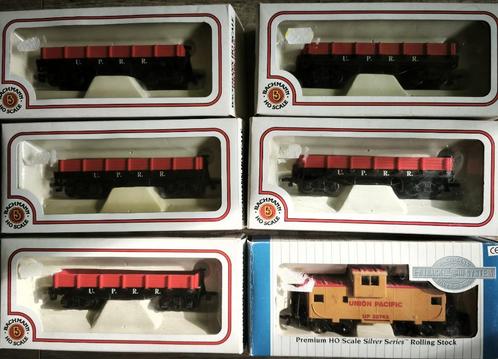 5 Amerikaanse goederenwagons (bakwagens) en caboose Union Pa, Hobby en Vrije tijd, Modeltreinen | H0, Gebruikt, Wagon, Gelijkstroom