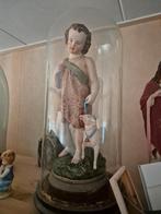 Antieke beelden in stolp., Antiek en Kunst, Ophalen of Verzenden