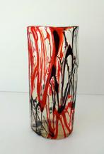 Glazen vaas helder netwerk van rode en zwarte lijnen 3535-g, Antiek en Kunst, Antiek | Glas en Kristal, Ophalen of Verzenden