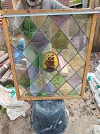 Glas in lood met schip in hout kozijn 83*97, Doe-het-zelf en Verbouw, Glas en Ramen, Ophalen, Minder dan 80 cm, Zo goed als nieuw