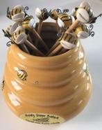 Grote Honey Dipper Beehive Pot met 12 dippers lepels Klein, Verzenden