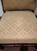 antiek fluwelen fauteuil Biedermeier houtsnijwerk opknapper, Ophalen of Verzenden