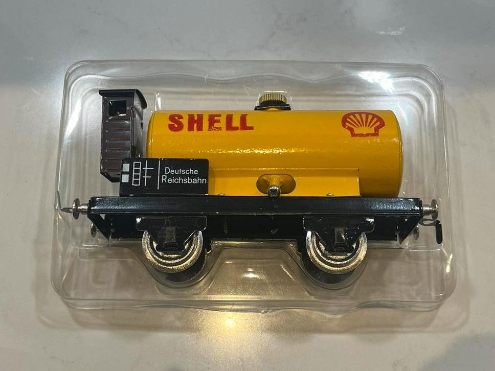Blikken speelgoed trein Shell Tankwagon Deutsche Reichsbahn, Overige merken, Gelijkstroom, Verzenden, Wagon