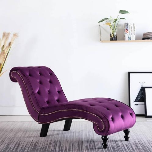 Chaise longue fluweel paars, Huis en Inrichting, Banken | Sofa's en Chaises Longues, Nieuw, Eenpersoons, Minder dan 150 cm, Hout