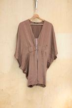 Stefanel bruine 100% zijden tuniek, top met rits M 38, Maat 38/40 (M), Bruin, Ophalen of Verzenden, Zo goed als nieuw