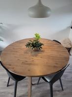 Zware gave eikenhouten ronde tafel. Eettafel., Ophalen, Zo goed als nieuw, Vier personen, Industrieel, modern, stoer