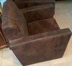 Twee fauteuils met bruine stoffen bekleding, Ophalen, Gebruikt, Eenpersoons, 75 tot 100 cm