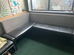 Zwart/Grijs Hoekbank Leer & Stof, Huis en Inrichting, Ophalen of Verzenden, Gebruikt, Leer