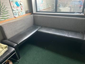 Zwart/Grijs Hoekbank Leer & Stof beschikbaar voor biedingen
