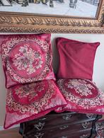 4 identieke Bordeauxrode Sierkussens/overtrekken 45cm, Huis en Inrichting, Ophalen, Vierkant