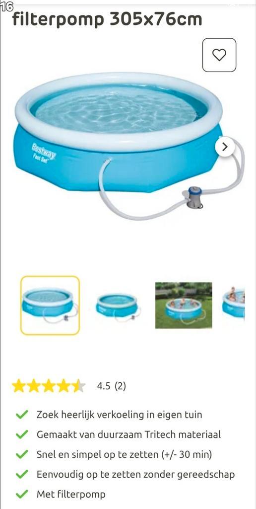 Bestway Fast Set Opblaaszwembad 305x76cm met filterpomp, Tuin en Terras, Zwembaden, Gebruikt, Opblaaszwembad, Minder dan 80 cm