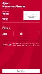 1 losse kaart Ajax - Heracles | Vak 428, Tickets en Kaartjes, Losse kaart, Eén persoon, Augustus
