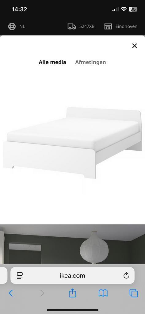 Bedframe Ikea, Huis en Inrichting, Slaapkamer | Bedden, Zo goed als nieuw, Tweepersoons, 140 cm, 200 cm, Hout, Wit, Ophalen