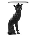 Leuke zwarte bijzettafel met panter poot, Minder dan 55 cm, Zo goed als nieuw, Overige vormen, Ophalen