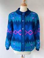 Vintage vest jasje aztec fel blauw roze paars 40 42 1980s, Kleding | Dames, Truien en Vesten, Gedragen, Maat 38/40 (M), Vintage