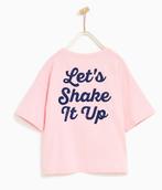 Zara roze wijde oversized shirt top glitters en tekst 164, Kinderen en Baby's, Meisje, Nieuw, Ophalen of Verzenden, Zara girls
