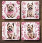 Cairn Terriër Delfts Roze onderzetters met houder, Ophalen of Verzenden, Nieuw, Glas of Kopje