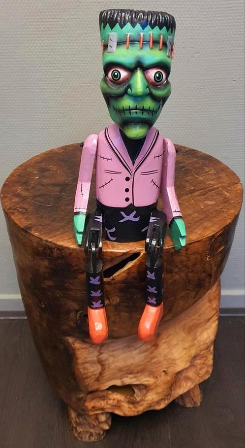 Frankenstein pop beeld marionet pop houtsnijwerk art, Antiek en Kunst, Kunst | Beelden en Houtsnijwerken, Ophalen of Verzenden