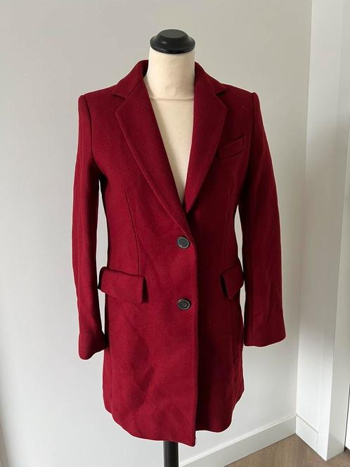 ZGAN bordeaux rood Zara Woman mantel jas XS 34 36 twv €130,-, Kleding | Dames, Jassen | Winter, Zo goed als nieuw, Maat 36 (S)