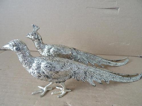 Stel tafelstukken fazant tafelfazanten zwaar verzilverd 23cm, Antiek en Kunst, Curiosa en Brocante, Ophalen of Verzenden