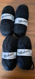Lammy Mohair - 4 Bollen Zwart, Hobby en Vrije tijd, Ophalen of Verzenden, Nieuw, Breien of Haken, Wol of Garen