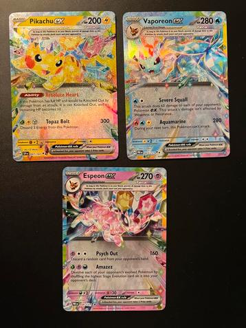 Prismatic evolutions Vaporeon Espeon Pikachu ex beschikbaar voor biedingen