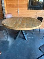 Mooie ronde houten tafel met houten poot, Tuin en Terras, Ophalen, Gebruikt, Rond, Hout