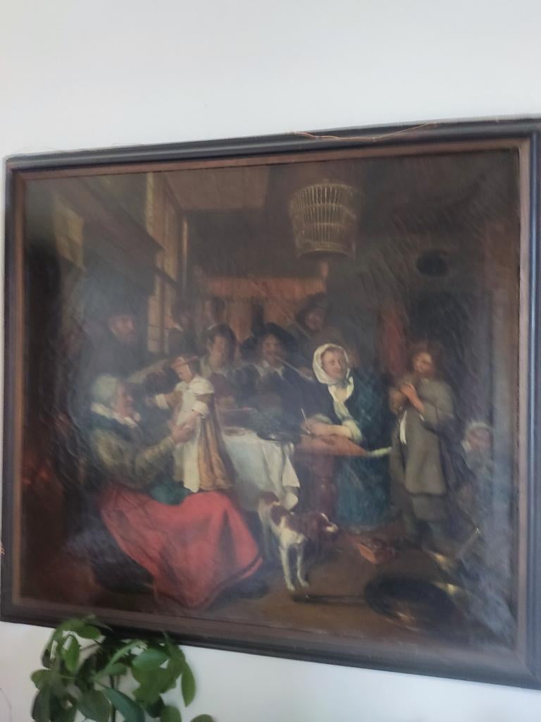 Groot schilderij in de stijl van Jan Steen, Antiek en Kunst, Ophalen of Verzenden