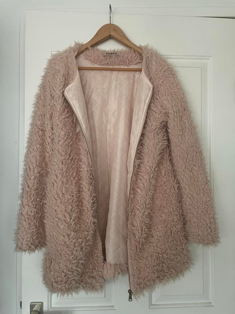 May&CO Roze Fluffy Blazer Maat L/XL, Ophalen of Verzenden, Zo goed als nieuw, Maat 42/44 (L), Roze