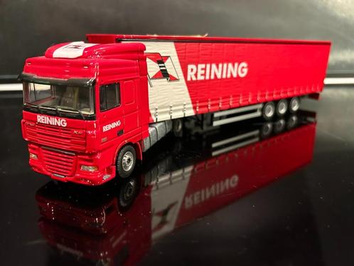 Tekno Daf 105 spacecab Reining met 3 assige tautline in doos, Hobby en Vrije tijd, Modelauto's | 1:50, Zo goed als nieuw, Bus of Vrachtwagen