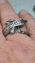 Krokodil Ring Reptiel - Maat 12,5, Overige materialen, Gebruikt, Ophalen of Verzenden, Kleiner dan 17