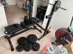 Halterset 60,5 kg + halterbank, Ophalen, Gebruikt, Halterset