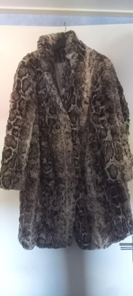 Imitatiebontjas panterprint maat 54, Kleding | Dames, Jassen | Winter, Zo goed als nieuw, Maat 46/48 (XL) of groter, Bruin, Verzenden