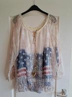 Crème dames blouse / tuniek met print – maat 46 / 48 XL /XXL, Kleding | Dames, Ophalen of Verzenden, Zo goed als nieuw, Maat 46/48 (XL) of groter