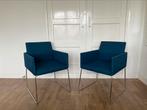 2 fauteuils stoelen eettafel blauw, Minder dan 75 cm, Minder dan 50 cm, Stof, Ophalen of Verzenden