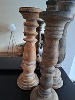 Set van 3 houten Kandelaars - Kaarsenstandaard Set, Huis en Inrichting, Woonaccessoires | Kandelaars en Kaarsen, Gebruikt, Ophalen of Verzenden