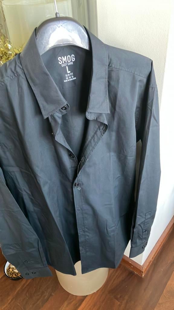 Slimfit zwarte blouse M/L nieuw, Kleding | Heren, Overhemden, Ophalen of Verzenden, Nieuw, Zwart