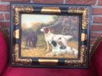 topschilderij, drie jachthonden in 't veld, Ophalen of Verzenden