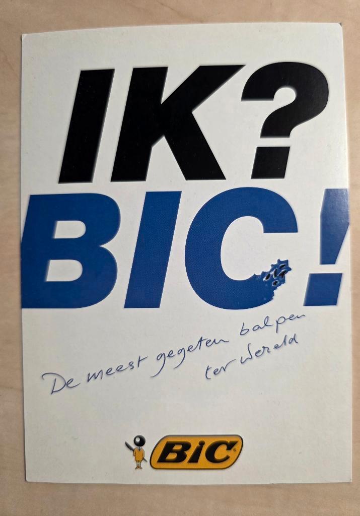 120) ANSICHTKAART BIC BALPEN IK? BIC !, Verzamelen, Merken en Reclamevoorwerpen, Zo goed als nieuw, Overige typen, Ophalen of Verzenden