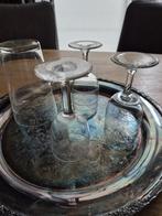 Antieke glazen + verzilverd dienblad, Antiek en Kunst, Antiek | Glas en Kristal, Ophalen