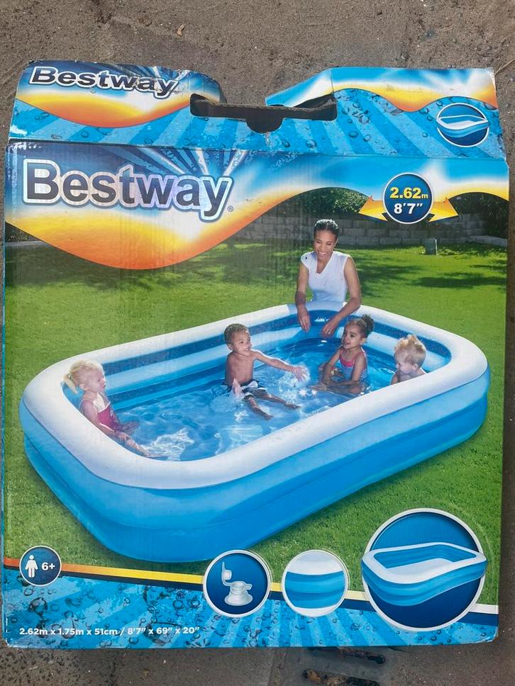 Opblaasbad met afdekzeil, Tuin en Terras, Zwembaden, Gebruikt, Opblaaszwembad, Minder dan 80 cm, 200 tot 400 cm, Minder dan 200 cm
