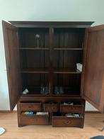 Donker Eiken houten kast, Ophalen, Gebruikt, 100 tot 150 cm, Eikenhout