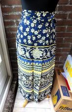 Viscose Zaza rok blauw geel iets wit bloemig mt 42, Zara, Maat 42/44 (L), Zo goed als nieuw, Onder de knie