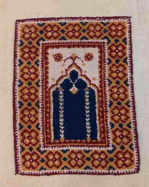 Vintage handgeknoopt Smyrna kleed rood blauw beige 90/68, Antiek en Kunst, Antiek | Kleden en Textiel, Ophalen of Verzenden
